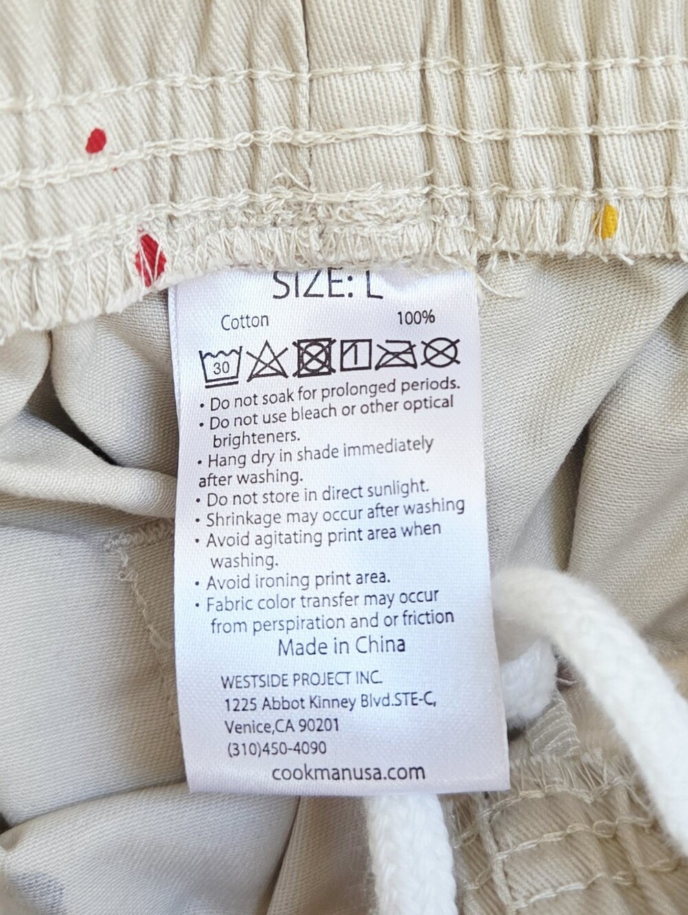 Cookman Chef Pants Large Unisex Sauce Splash Beige - Picture 6 of 6